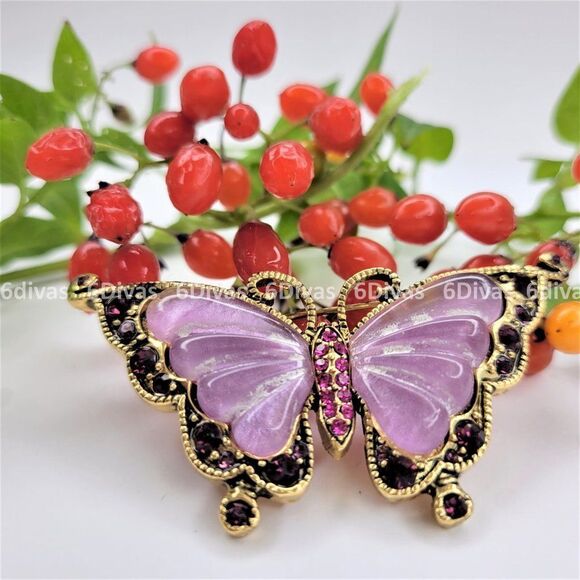 𝅺LILAC Purple Butterfly Brooch Pin - Picture 2 of 9